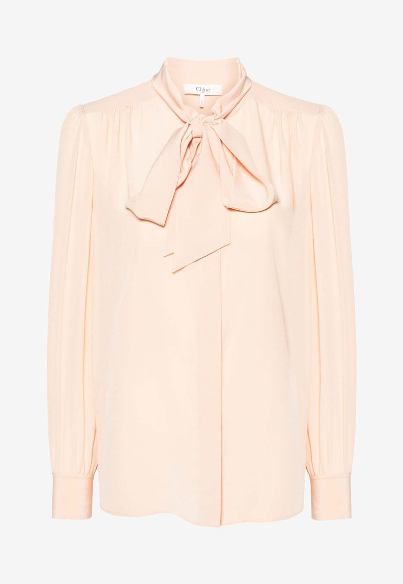 Chloé Long-Sleeved Silk Blouse CHC24AHT020046H6 Delicate Pink