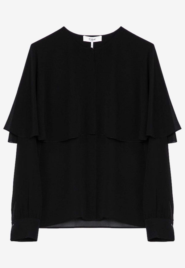 Chloé Ruffled Silk Blouse Black CHC24AHT03002/P_CHLOE-001