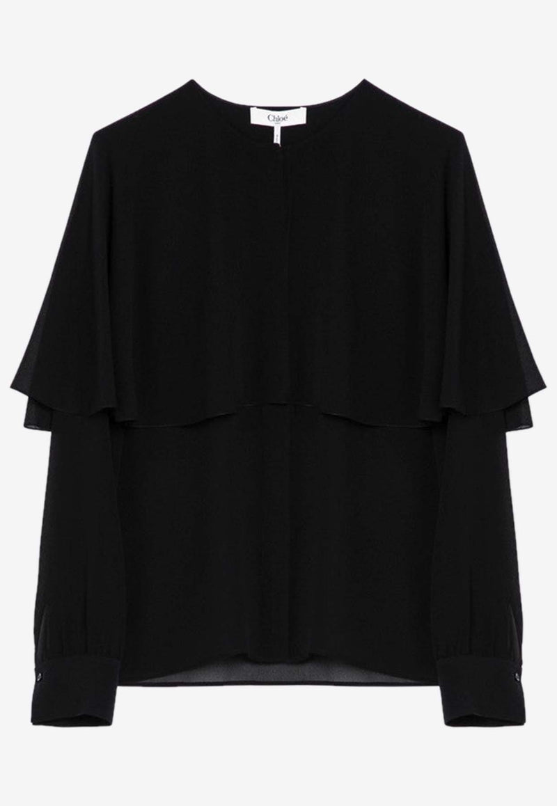 Chloé Ruffled Silk Blouse Black CHC24AHT03002/P_CHLOE-001