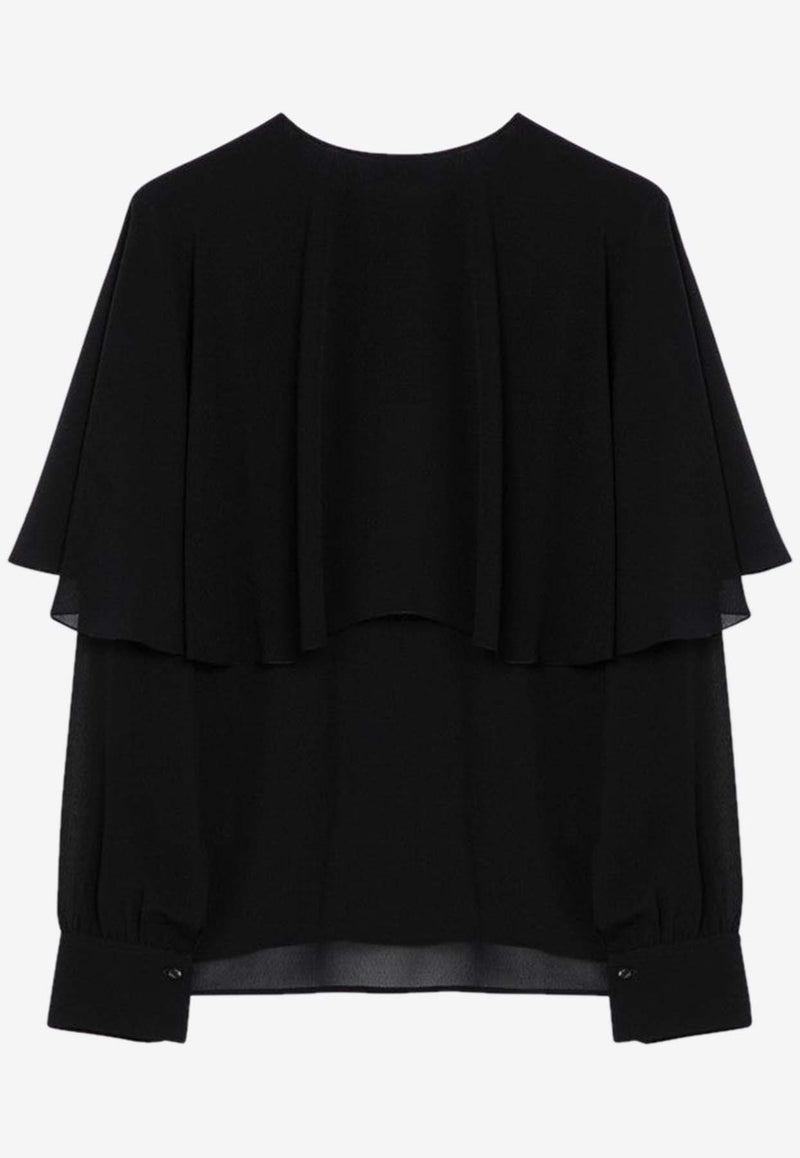 Chloé Ruffled Silk Blouse Black CHC24AHT03002/P_CHLOE-001