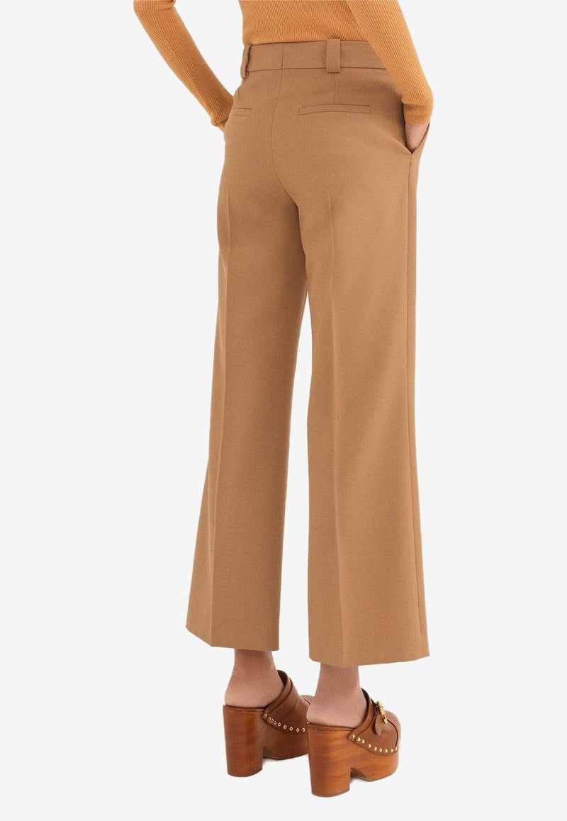 Chloé Cropped Tailored Pants CHC24APA39063205 Coconut Brown