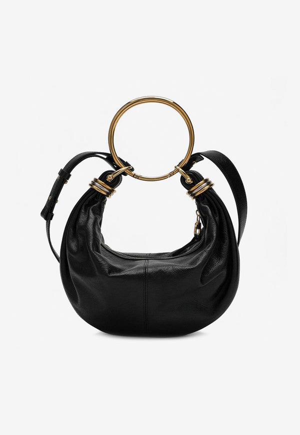 Chloé Small Bracelet Leather Hobo Bag Black CHC24AS611N72/P_CHLOE-001