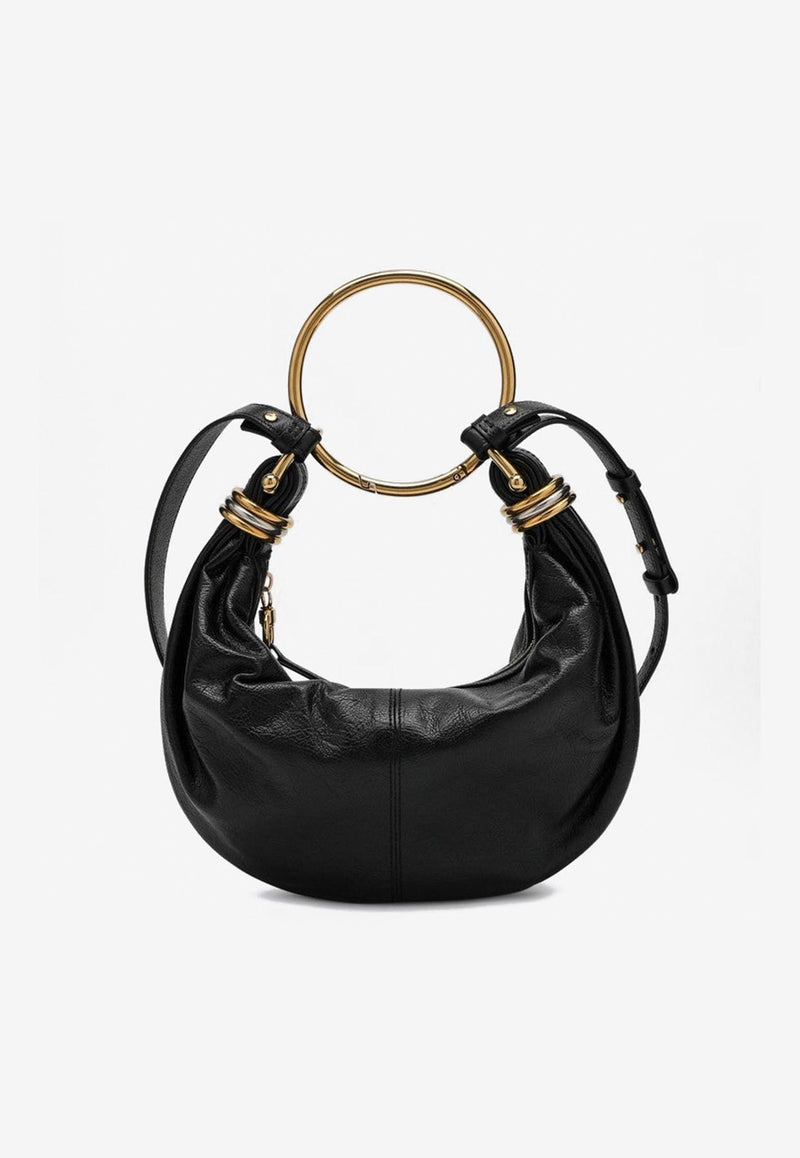 Chloé Small Bracelet Leather Hobo Bag Black CHC24AS611N72/P_CHLOE-001