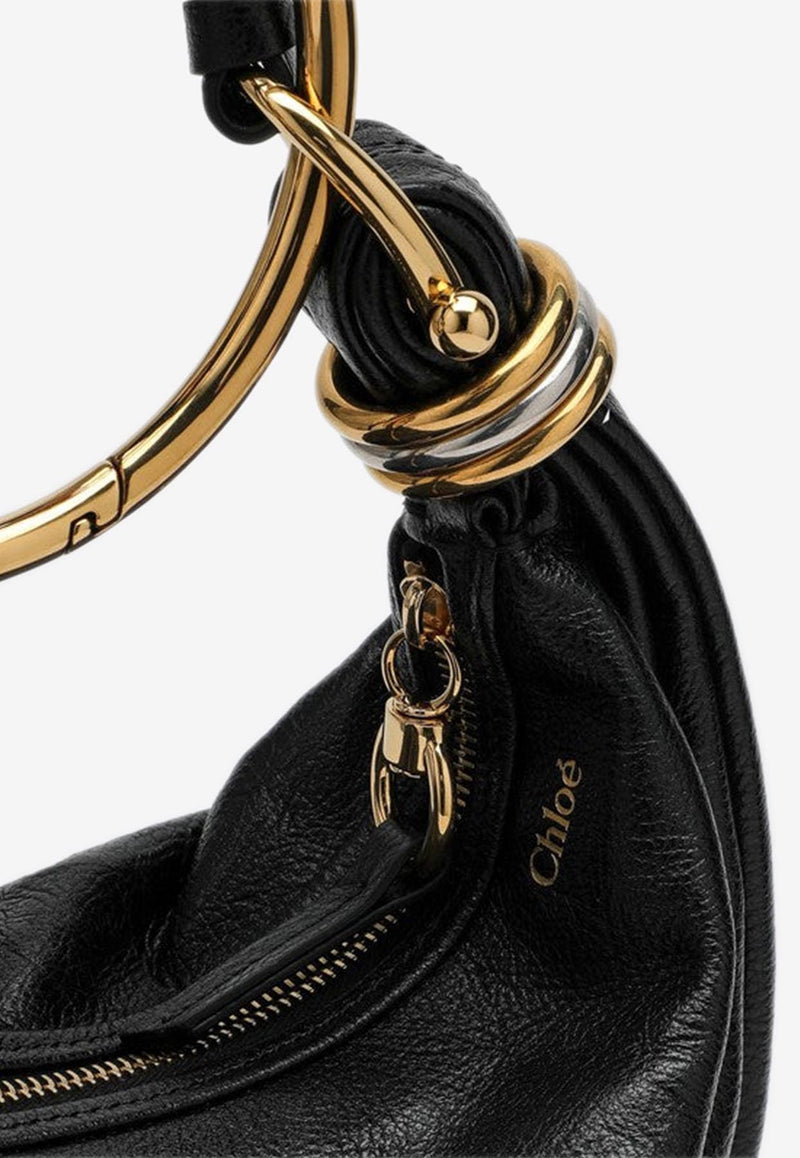 Chloé Small Bracelet Leather Hobo Bag Black CHC24AS611N72/P_CHLOE-001