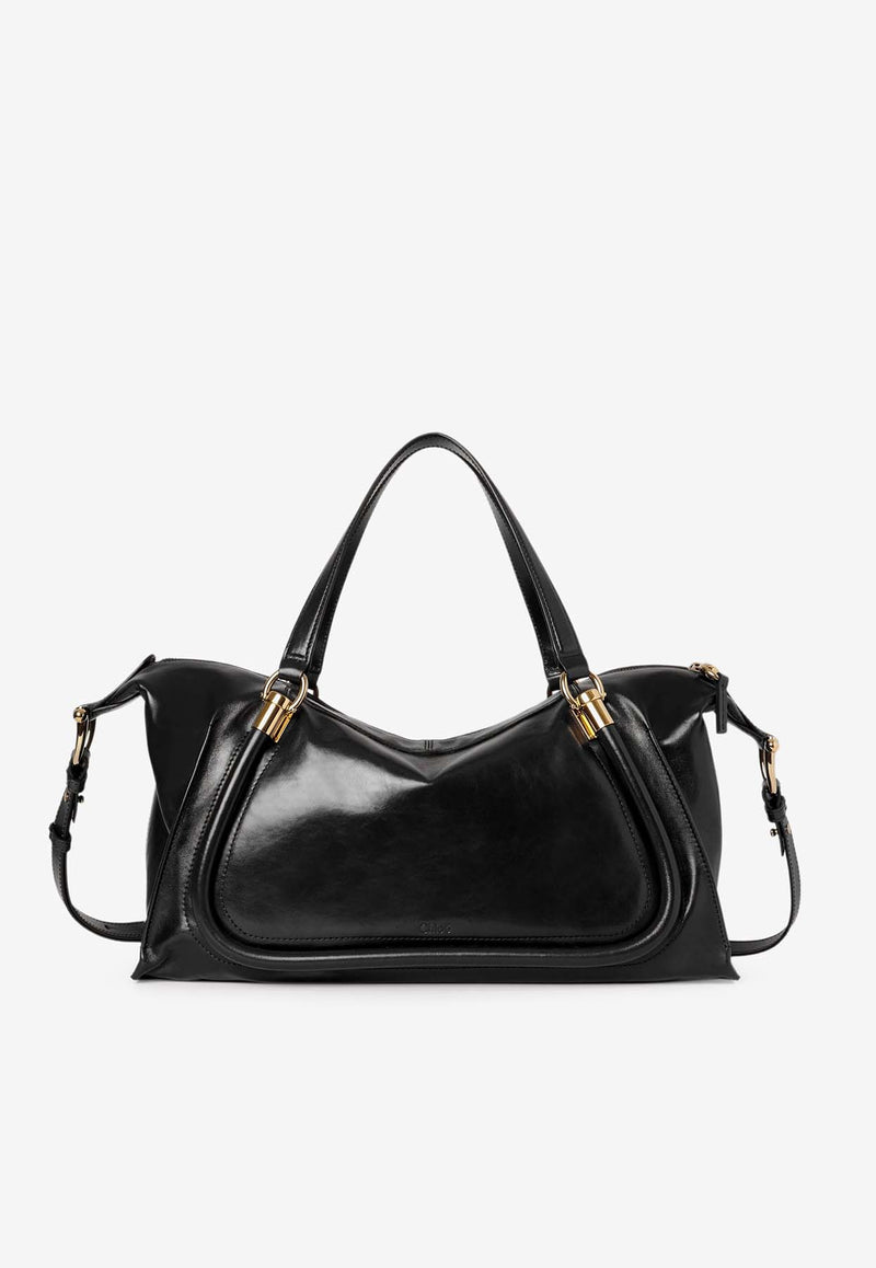 Chloé Paraty 24 Duffle Bag in Shiny Leather CHC24AS750N82001 Black