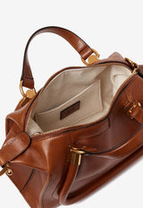 Chloé Small Paraty 24 Top Handle Bag in Shiny Leather CHC24AS751N8226M Clay Brown