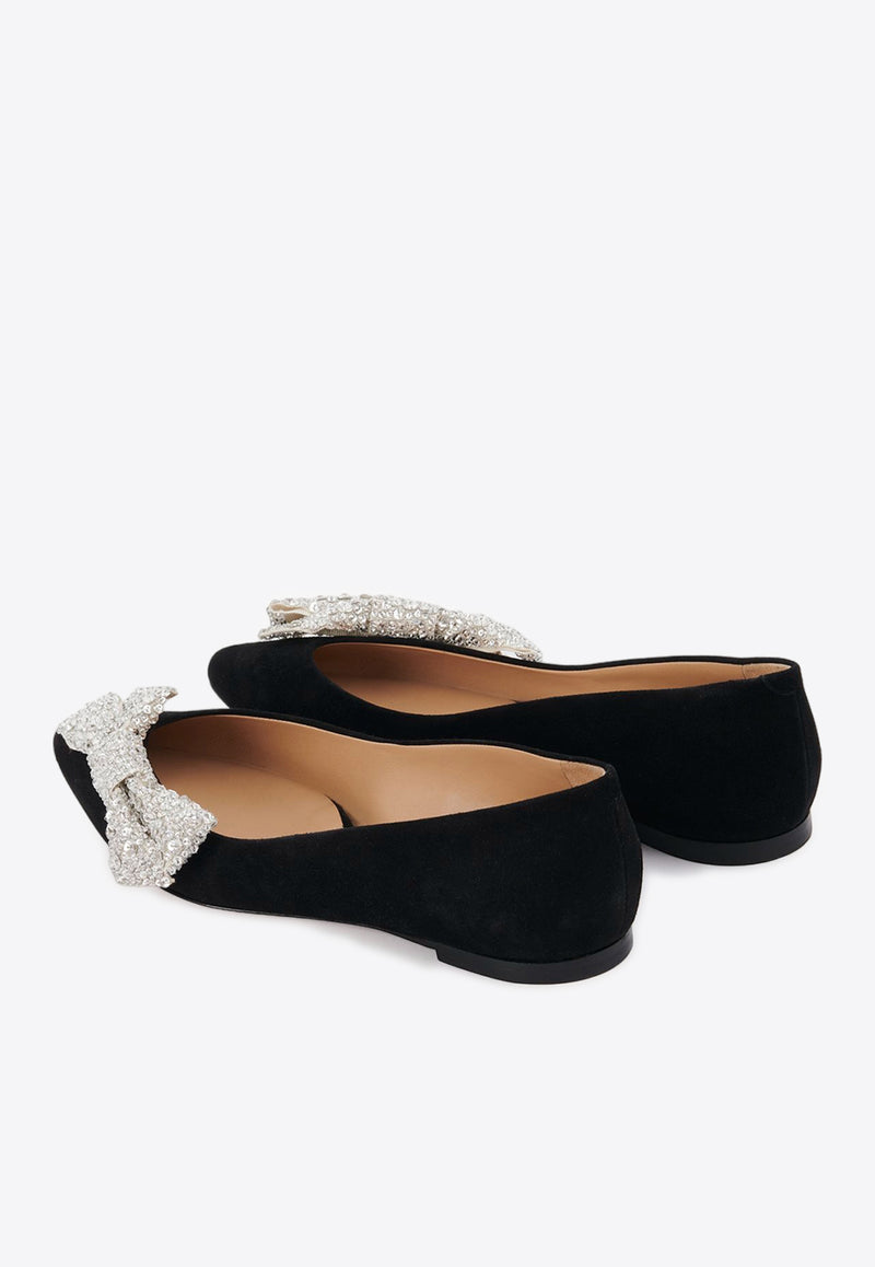 Chloé Théa Bow-Embellished Ballerina Flats CHC24S00HHP001 BLACK