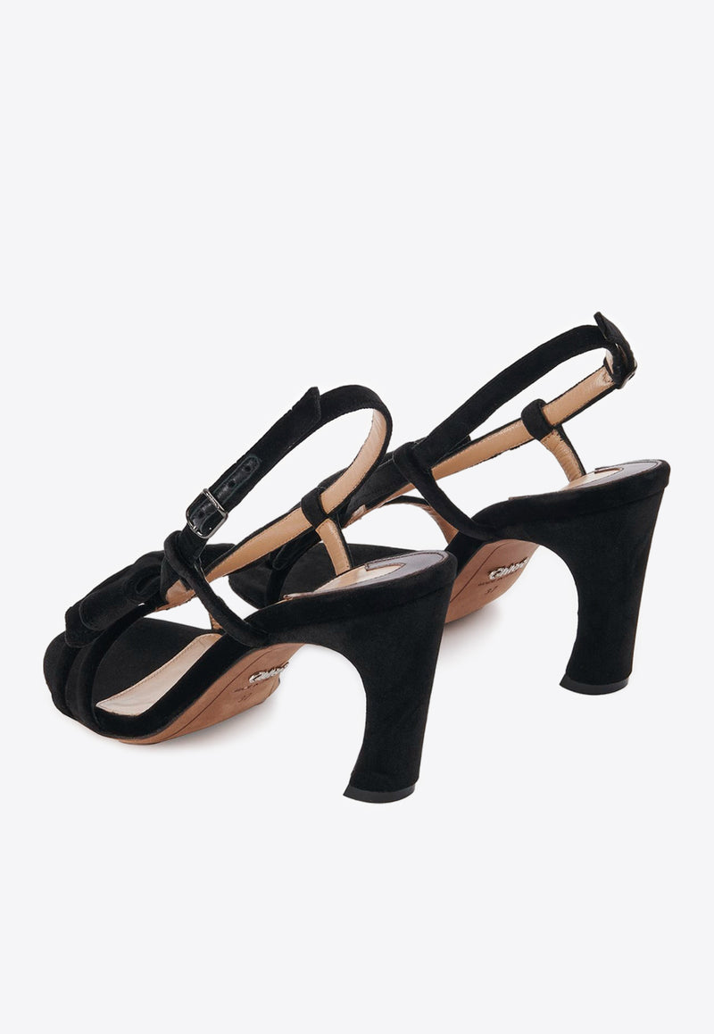 Chloé Oli 90 Velvet Sandals CHC24S00IJI001 BLACK