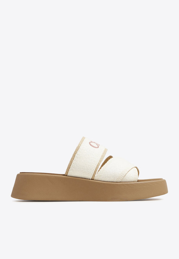 Chloé Mila Logo Flatform Sandals CHC24S00QHLWHITE