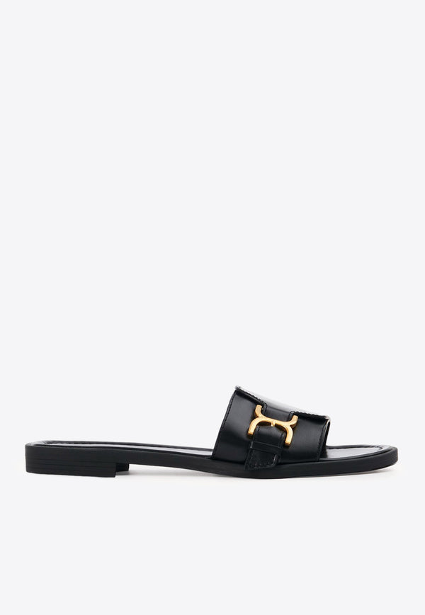 Chloé Marcie Leather Slides CHC24S00UH3001 BLACK