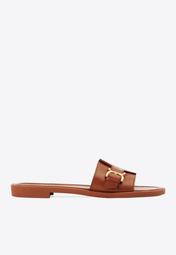 Chloé Marcie Leather Slides CHC24S00UH3242 CARAMELLO