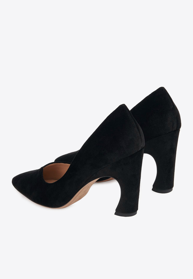 Chloé X Atelier Jolie Oli 90 Pumps in Velvet CHC24S01CJN001 BLACK