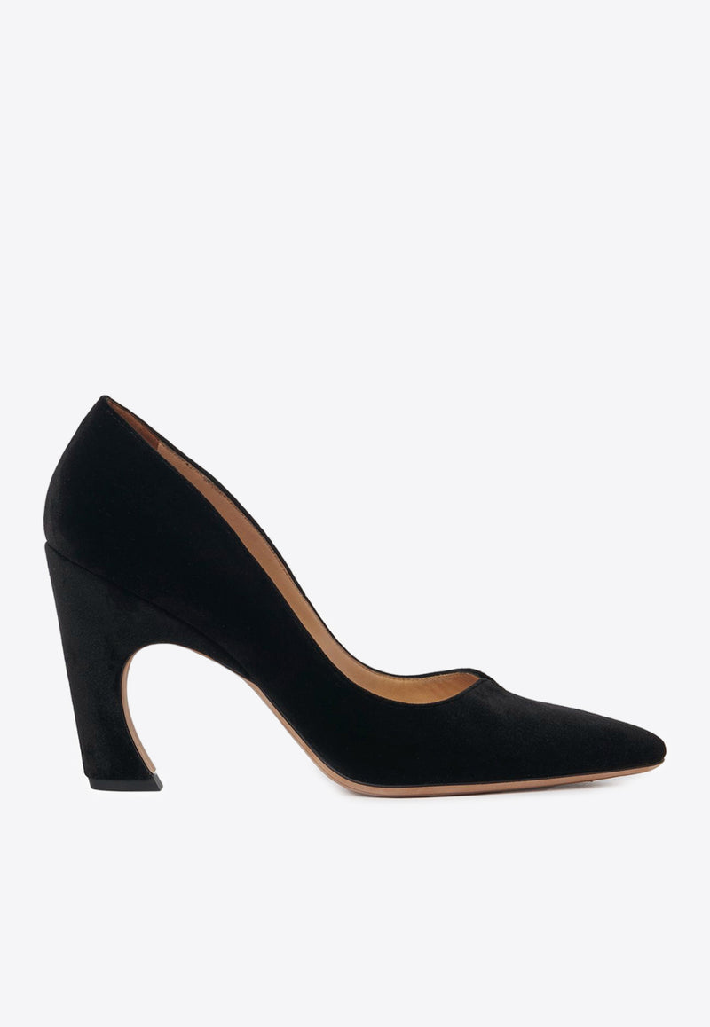 Chloé X Atelier Jolie Oli 90 Pumps in Velvet CHC24S01CJN001 BLACK