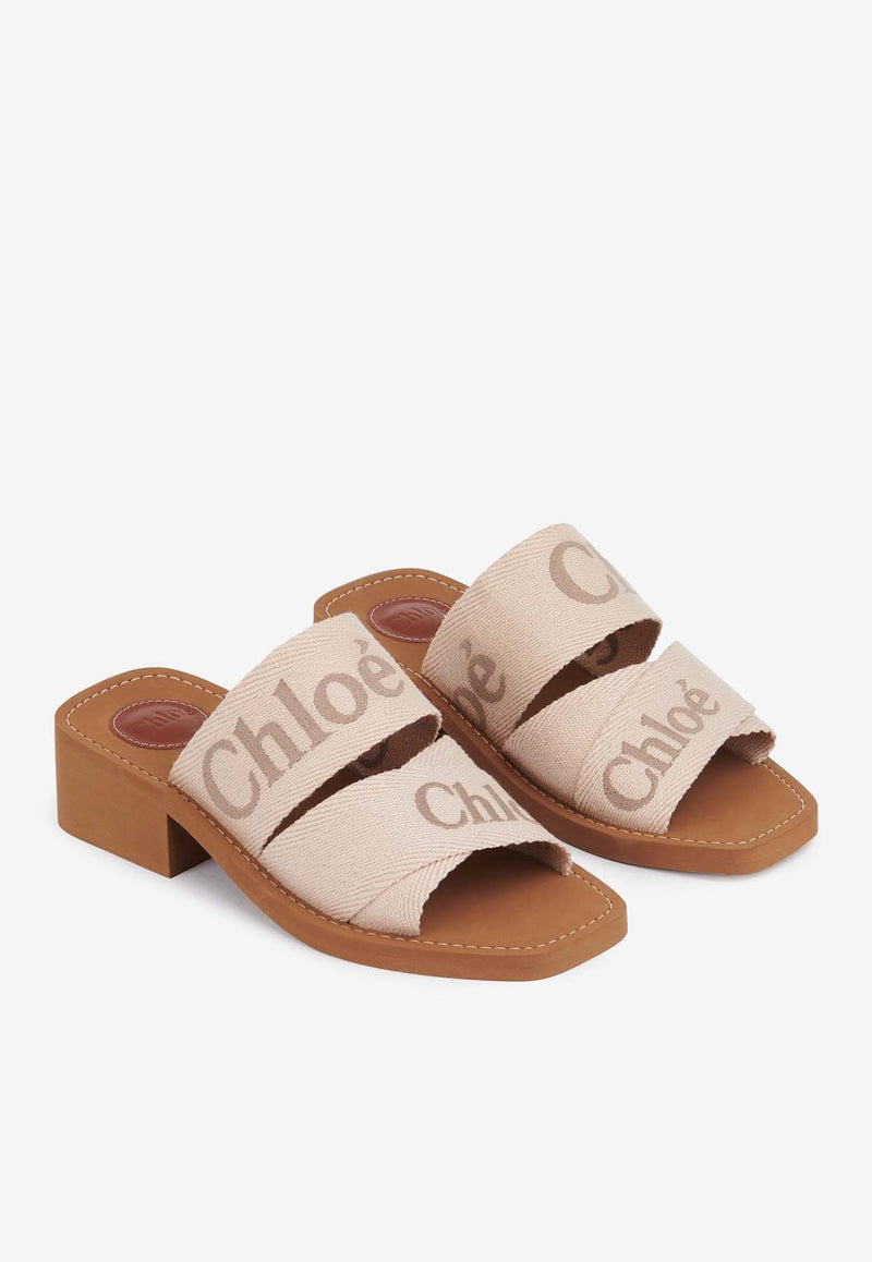 Chloé Woody 45 Logo Mules CHC24S550EF26Y Blushy Beige