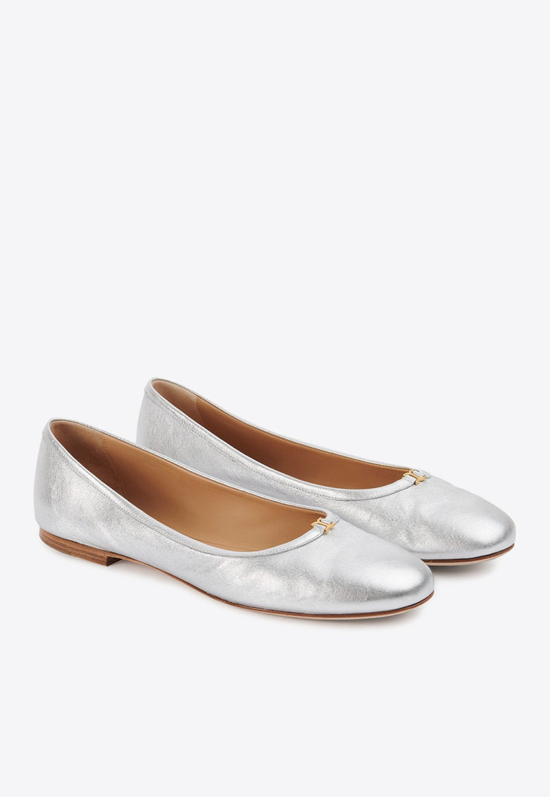 Chloé C-Logo Ballerina Flats CHC24S973DV9DL SILVER