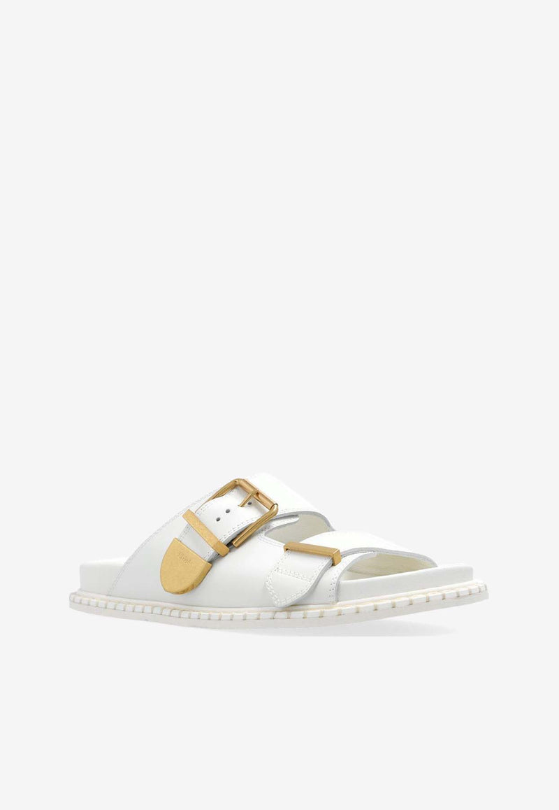 Chloé Rebecca Double-Buckle Slides CHC24S981D1100 BRILLIANT WHITE