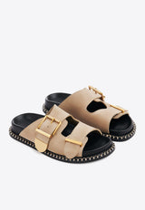 Chloé Rebecca Suede Slides CHC24S981F621V DARK GREIGE