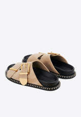 Chloé Rebecca Suede Slides CHC24S981F621V DARK GREIGE