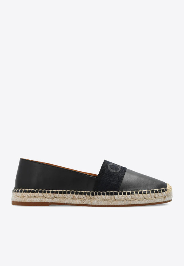 Chloé Piia Logo-Embroidered Espadrilles CHC24S983H7001 BLACK