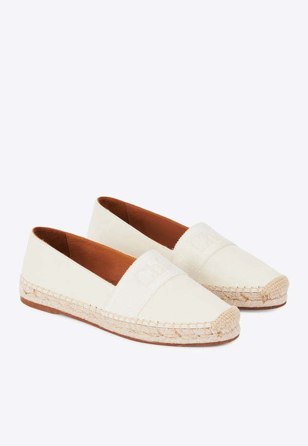 Chloé Piia Logo-Embroidered Espadrilles CHC24S983H7101 WHITE