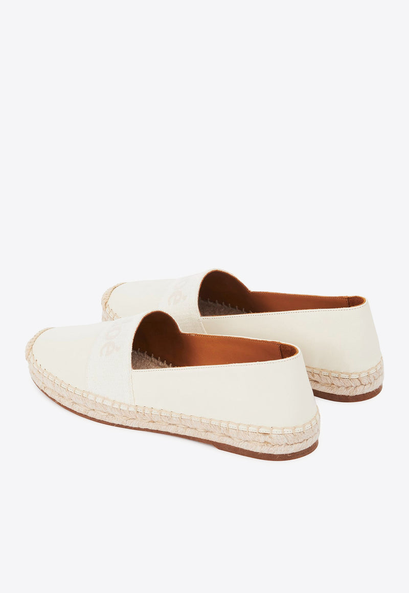 Chloé Piia Logo-Embroidered Espadrilles CHC24S983H7101 WHITE