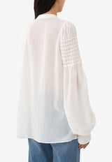 Chloé Pintuck Tunic Top in Wool CHC24SHT08060101 WHITE