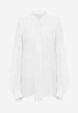 Chloé Pintuck Tunic Top in Wool CHC24SHT08060101 WHITE