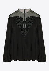 Chloé Lace Paneled Blouse CHC24SHT23006001 BLACK