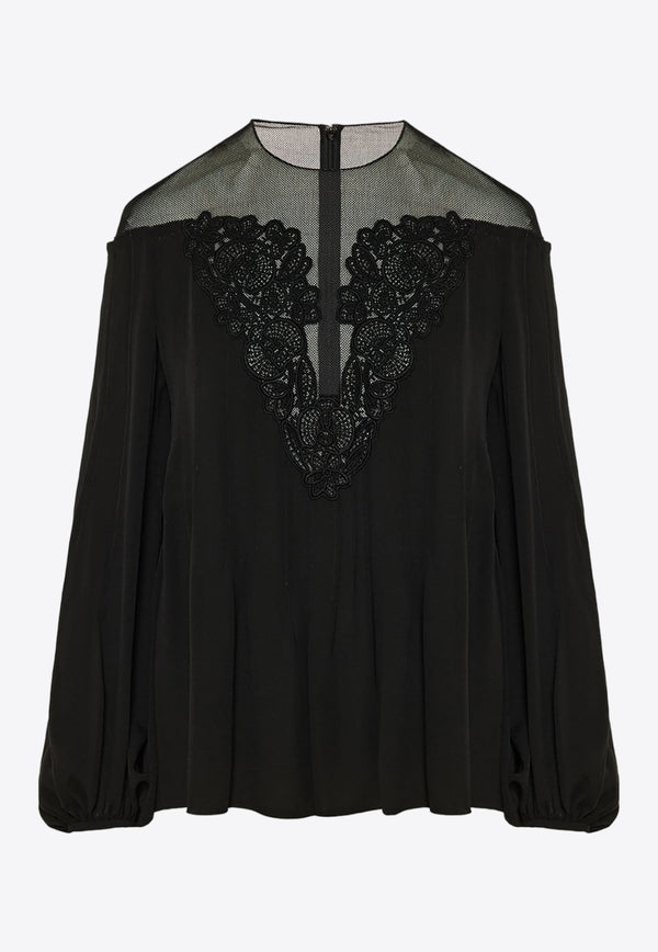 Chloé Lace Paneled Blouse CHC24SHT23006001 BLACK