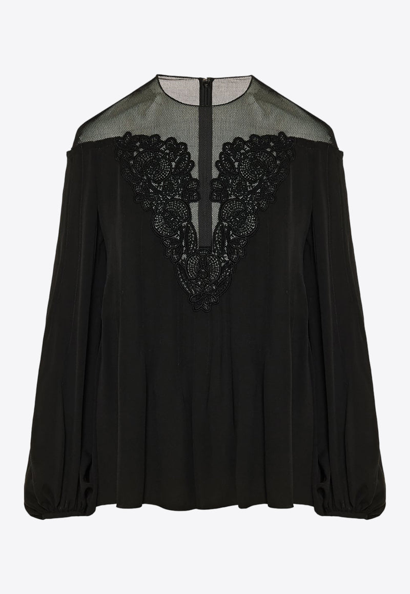 Chloé Lace Paneled Blouse CHC24SHT23006001 BLACK