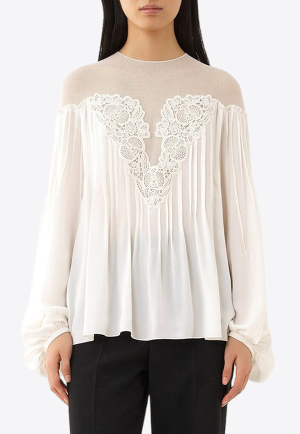 Chloé Lace Paneled Blouse CHC24SHT23006107 ICONIC MILK