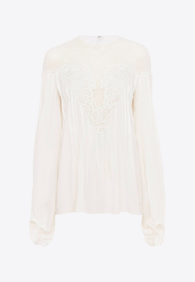 Chloé Lace Paneled Blouse CHC24SHT23006107 ICONIC MILK