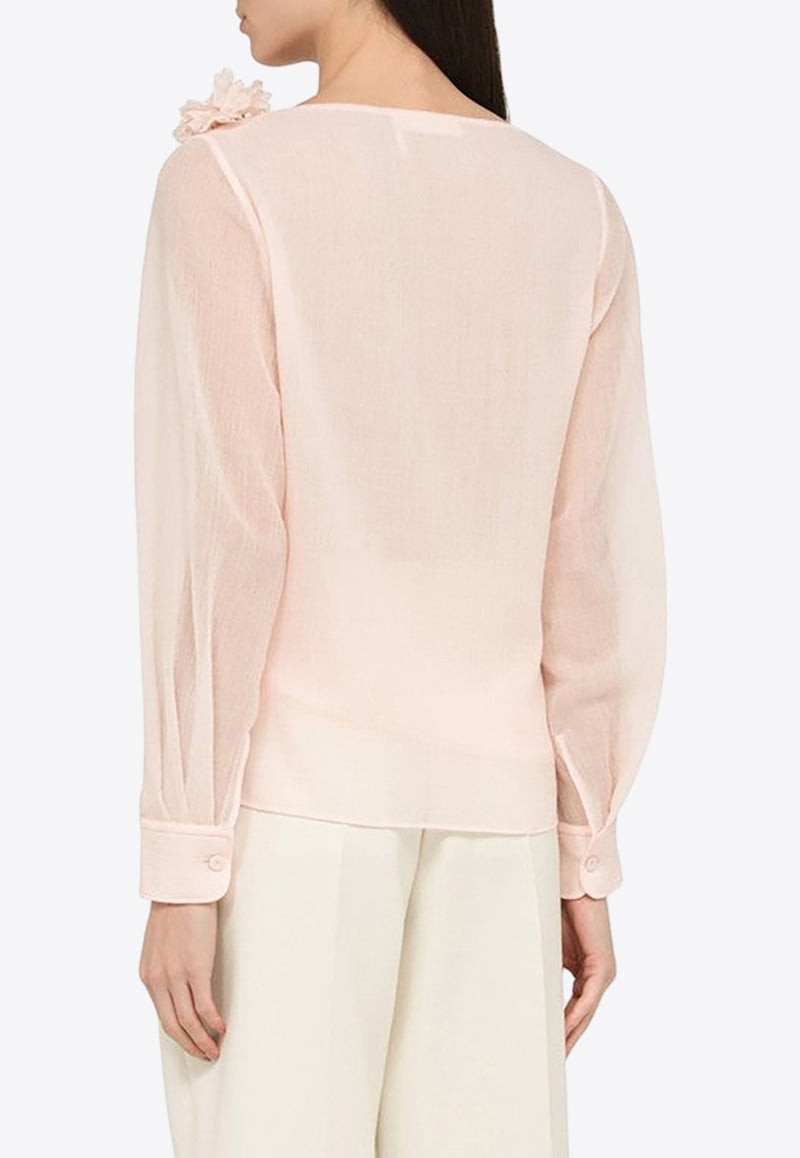 Chloé Flower-Embellished Wool Blouse CHC24SHT26061/O_CHLOE-6H5