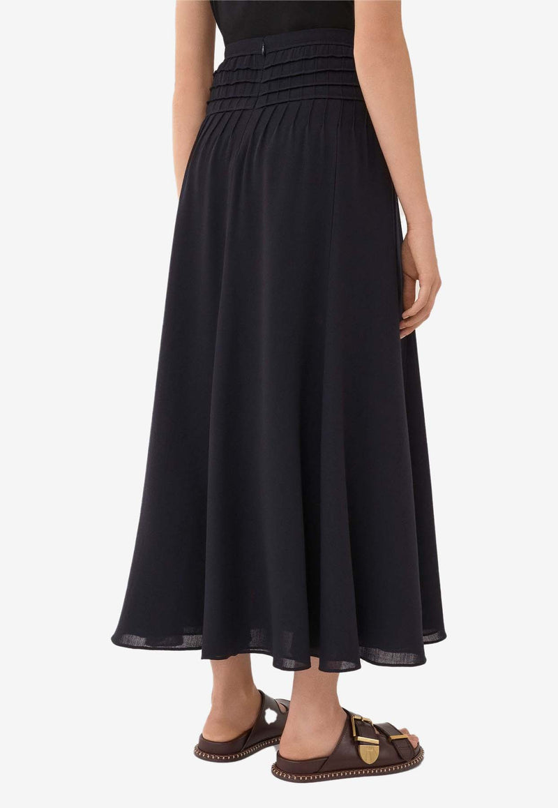 Chloé Flare Maxi Skirt in Wool CHC24SJU090604C3 INK NAVY