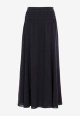 Chloé Flare Maxi Skirt in Wool CHC24SJU090604C3 INK NAVY