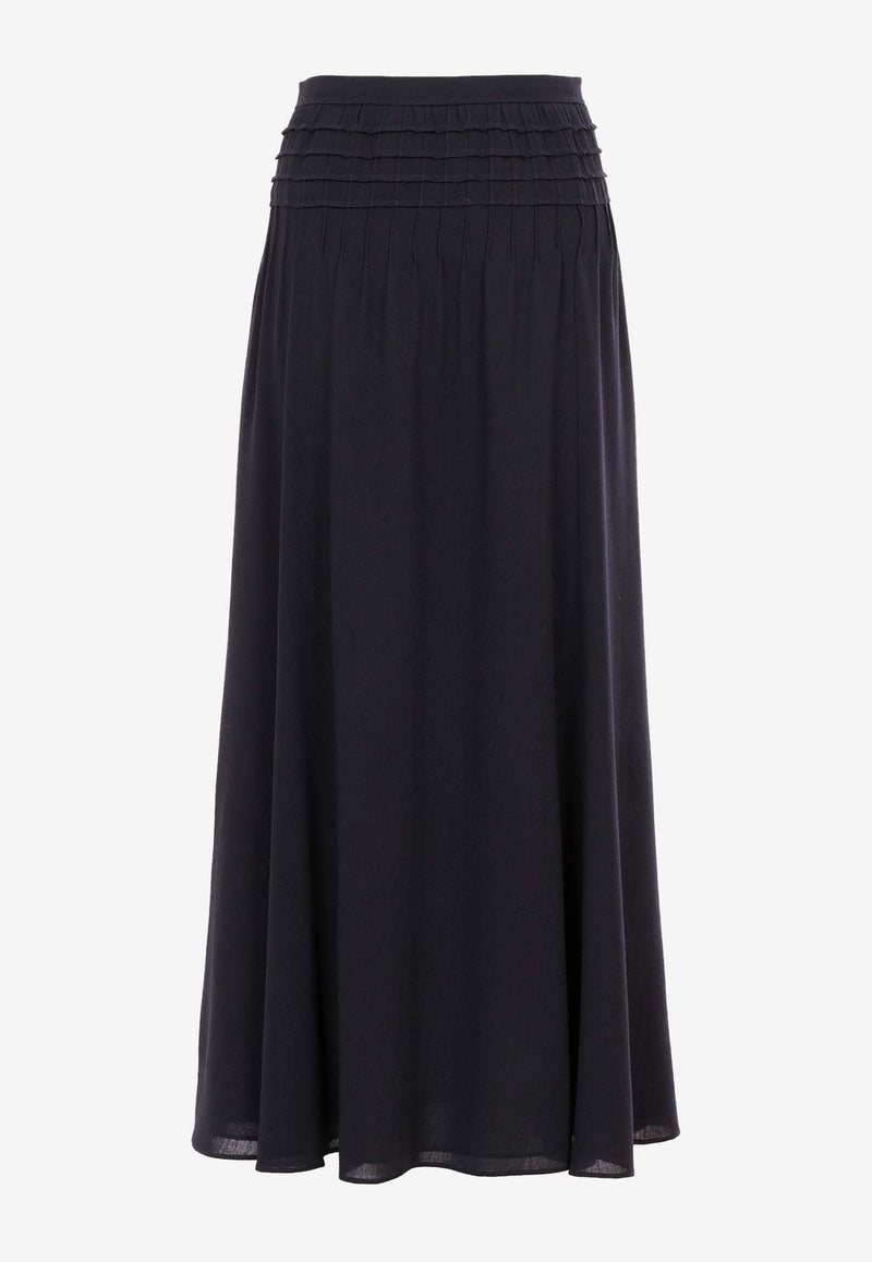 Chloé Flare Maxi Skirt in Wool CHC24SJU090604C3 INK NAVY