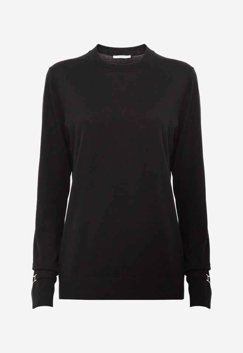 Chloé Crewneck Wool Sweater CHC24SMP11661001 BLACK