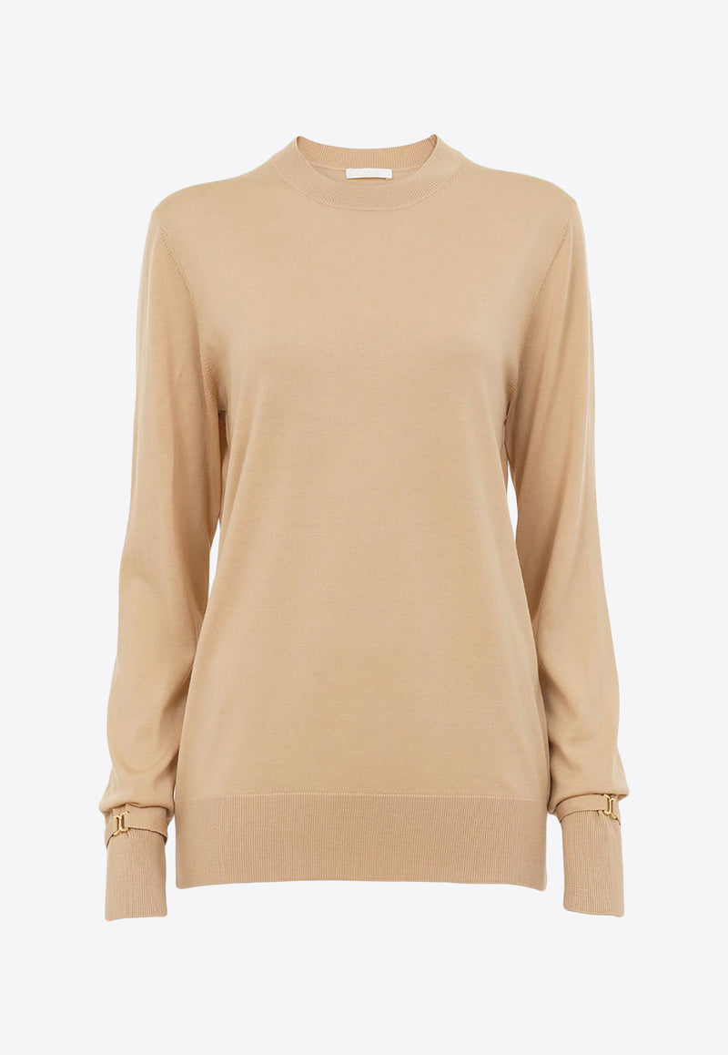 Chloé Crewneck Wool Sweater CHC24SMP1166124P HOT SAND