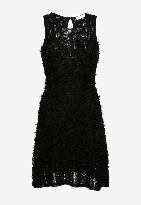 Chloé Frayed Knit Mini Dress CHC24SMR09570001 Black