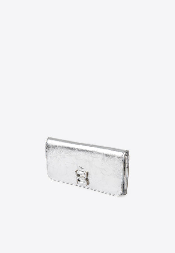 Chloé Marcie Long Wallet in Metallic Leather CHC24SP098L919DL SILVER