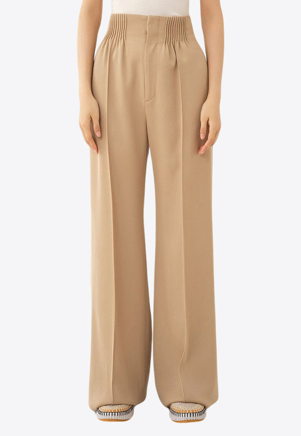 Chloé High-Rise Tailored Pants in Wool CHC24SPA05170278 PEARL BEIGE