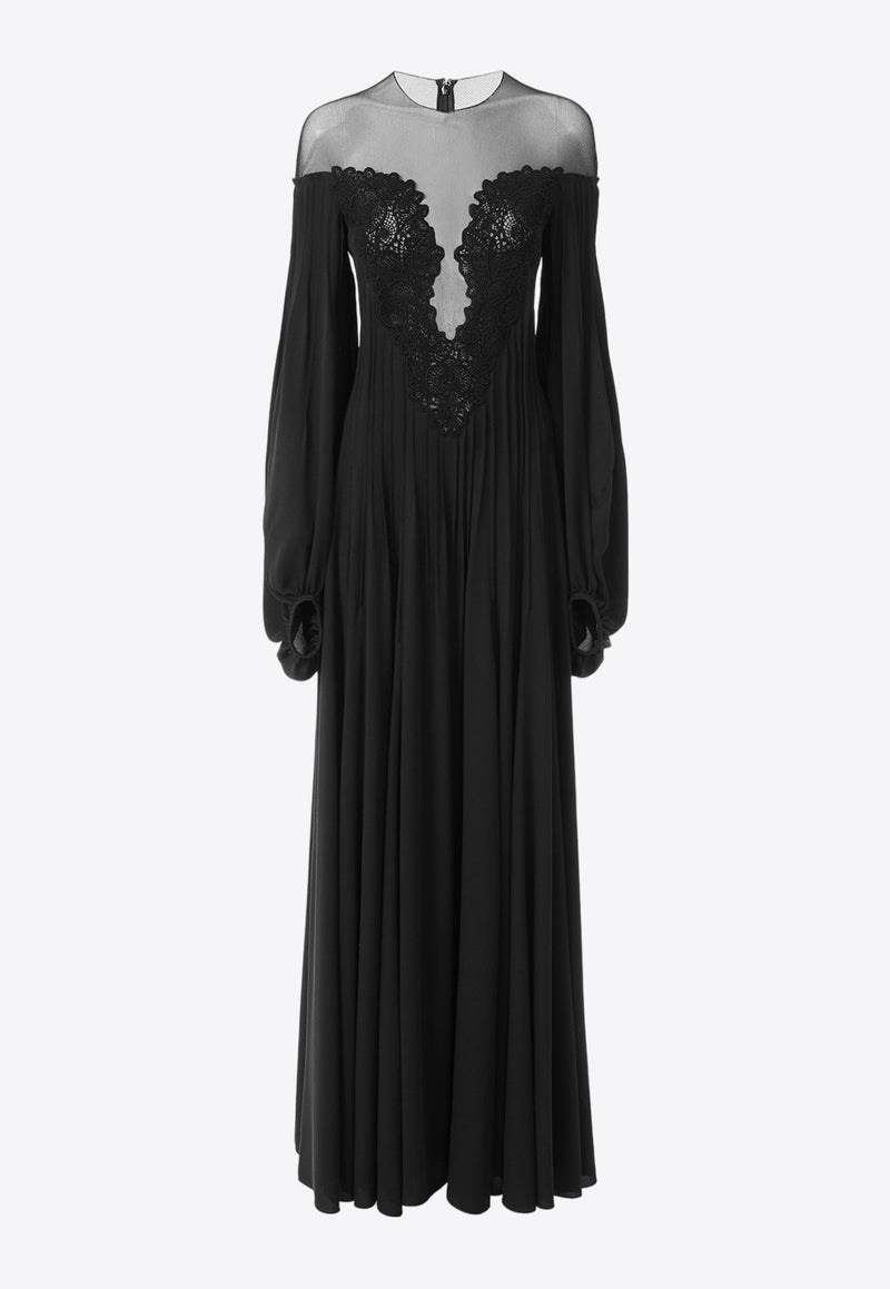 Chloé Lace-Panel Maxi Dress CHC24SRO18006001 BLACK