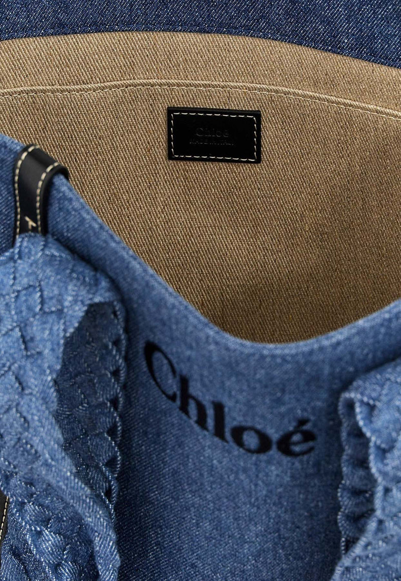 Chloé Small Woody Denim Tote Bag CHC24SS383M4845D DENIM