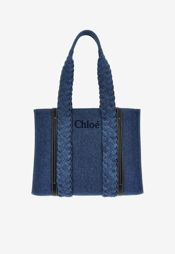 Chloé Small Woody Denim Tote Bag CHC24SS383M4845D DENIM