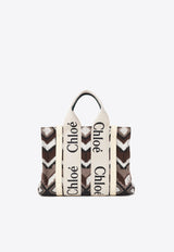 Chloé Small Woody Chevron Knitted Tote Bag CHC24SS397L832ZA MULTICOLOR BROWN 1