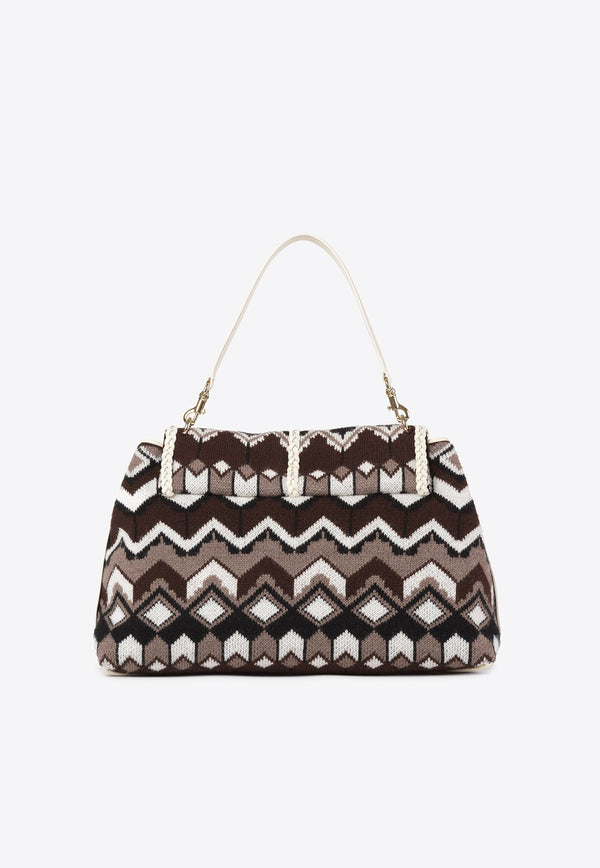 Chloé Large Penelope Chevron Knitted Shoulder Bag CHC24SS566L842ZA MULTICOLOR BROWN 1