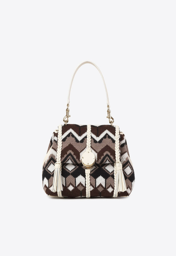 Chloé Small Penelope Chevron Knitted Shoulder Bag CHC24SS567L842ZA MULTICOLOR BROWN 1