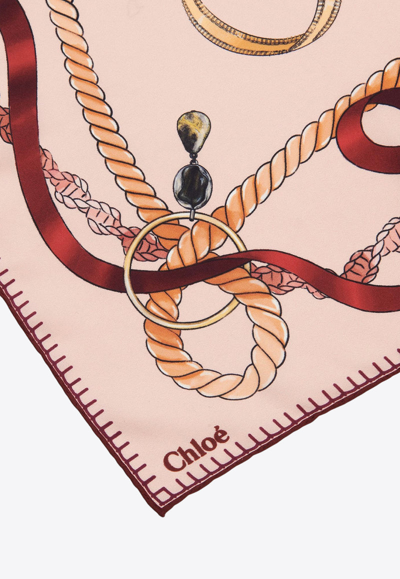 Chloé Signature Silk Square Scarf CHC24ST016SE16K2 SMOKY ROSE