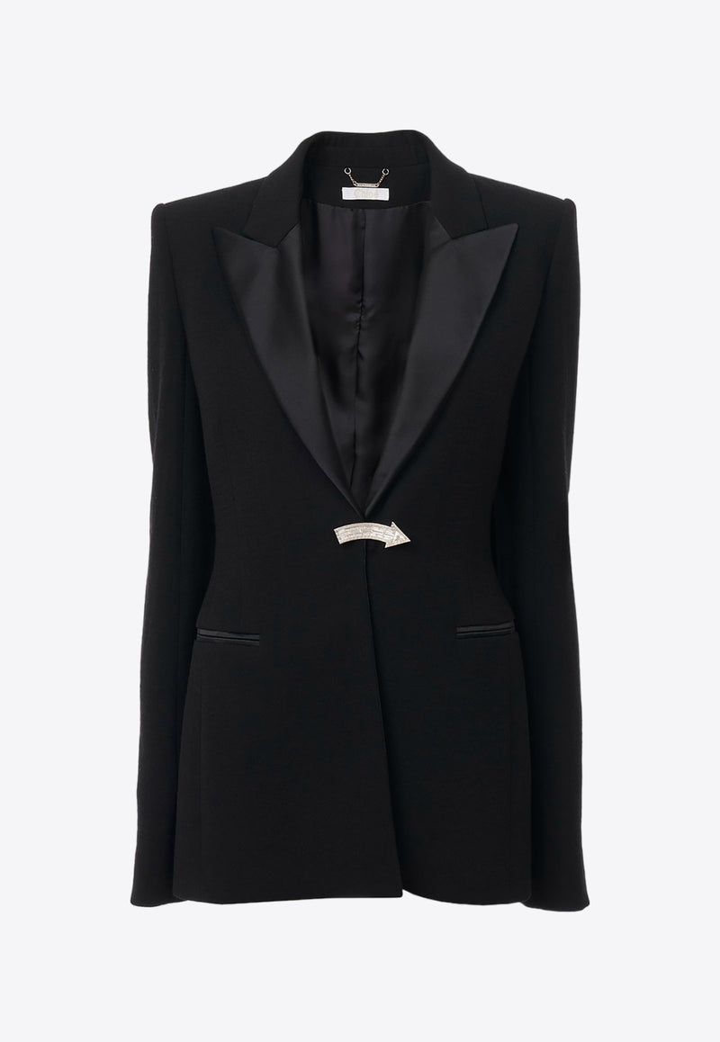 Chloé Arrow-Brooch Wool Blazer CHC24SVE06068001 BLACK