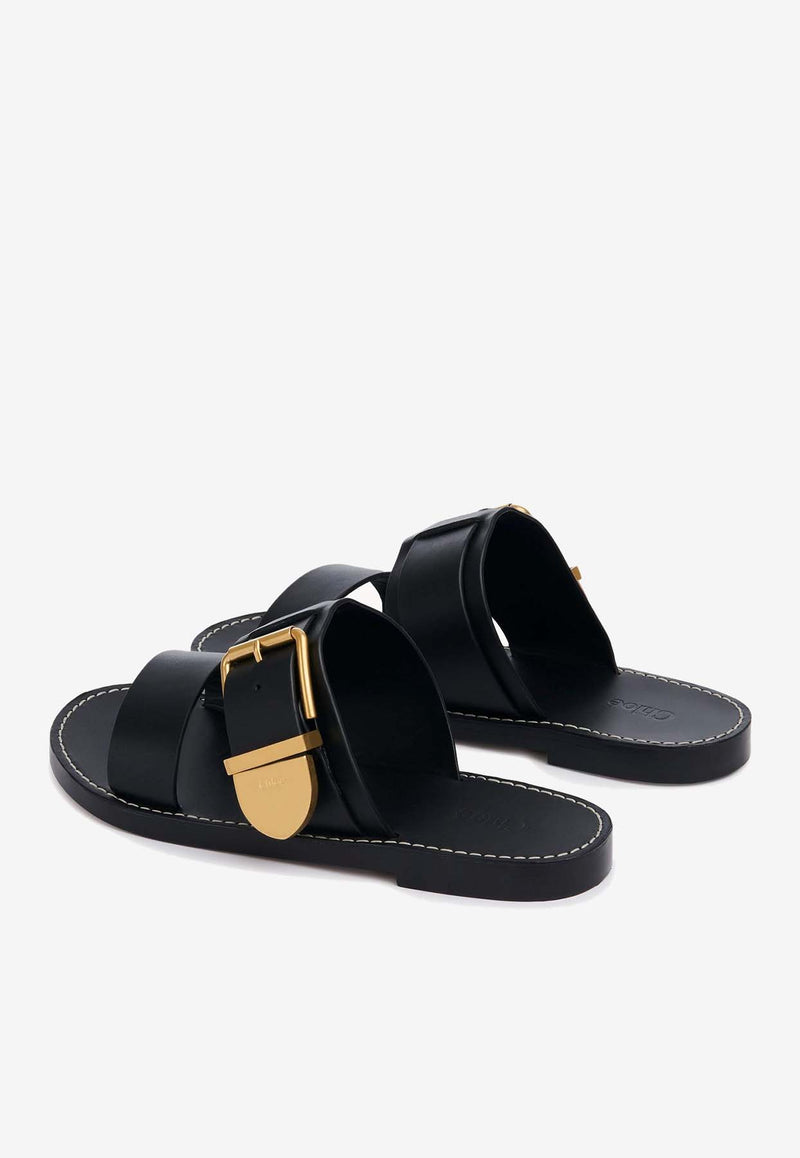 Chloé Rebecca Leather Slides CHC24U01REX001 Black